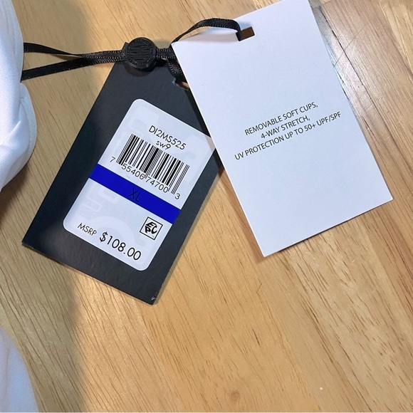 DKNY Women's Standard Elastic Strap White One Piece Swimsuit XL Beach, pool cute - Picture 6 of 13